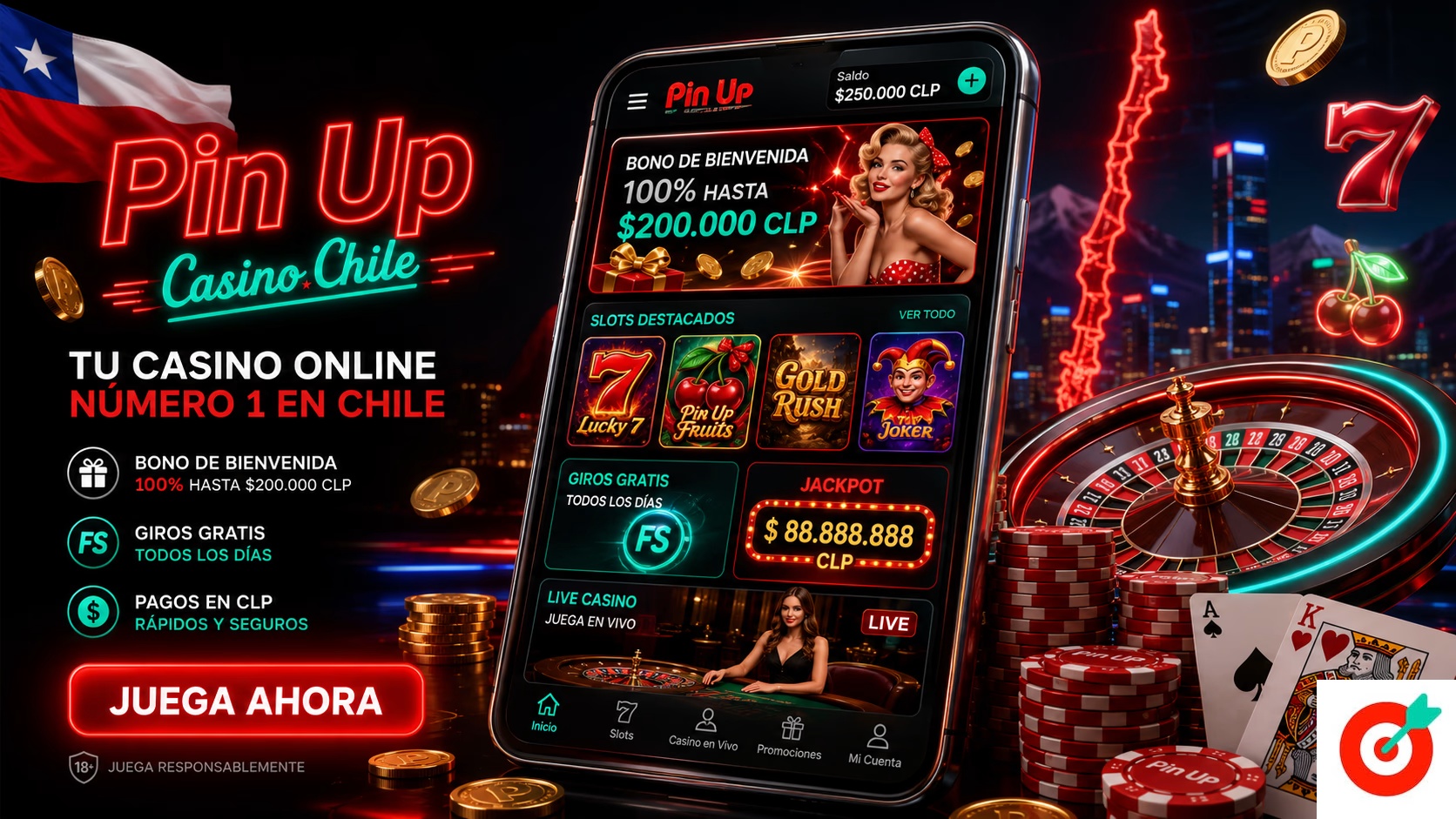 Página principal de Pin Up Casino en versión móvil